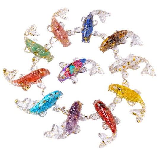 Natural crystal stone koi drop glue small fish decoration goldfish small gift car decoration resin decoration