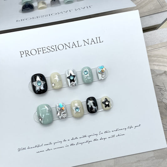 NO.162 Press on nails # ins hand-painted# Hyeonma style# girl style