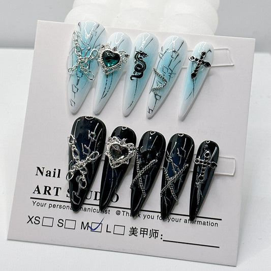 NO.65  Press on nails#Crow Heart #Empress Dowager West