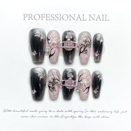 NO.77  Press on nails#Crow Heart #Empress Dowager West