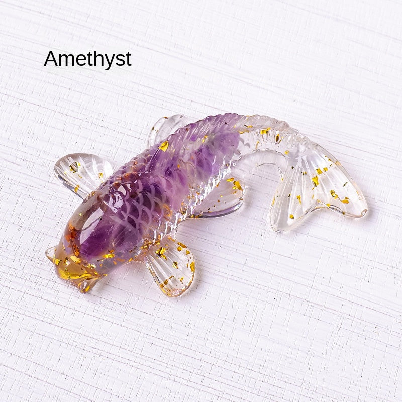 Natural crystal stone koi drop glue small fish decoration goldfish small gift car decoration resin decoration