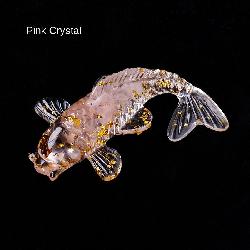 Natural crystal stone koi drop glue small fish decoration goldfish small gift car decoration resin decoration