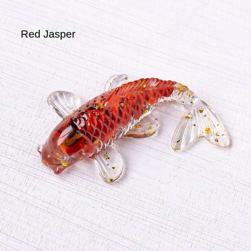 Natural crystal stone koi drop glue small fish decoration goldfish small gift car decoration resin decoration