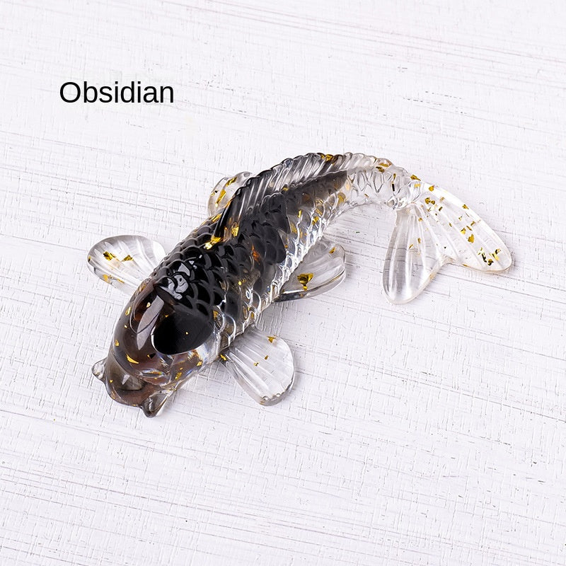 Natural crystal stone koi drop glue small fish decoration goldfish small gift car decoration resin decoration